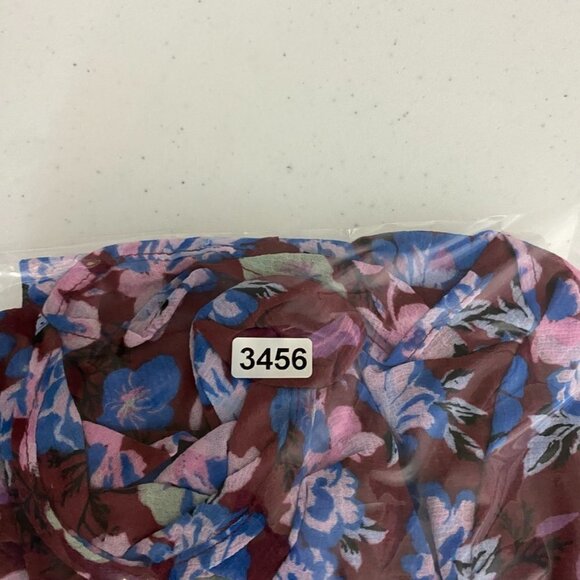 Free People Floral Maybel Blouse V Neck Long Sleeve Sheet Ruffle Shirt Womens M - Picture 8 of 8